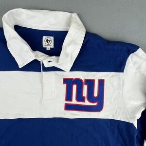 New York Giants Rugby Shirt Mens Large Blue Striped NFL Football 47 Brand NEW